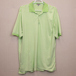 Peter Millar Summer Comfort green and white stripe performance polo shirt-XL